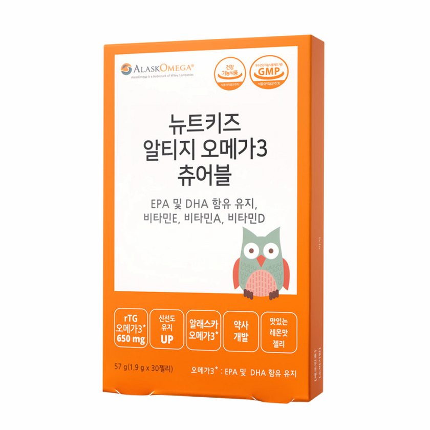 뉴트키즈 알티지 오메가3 츄어블 RTG 어린이 유아 청소년 구미 30구미, 1개